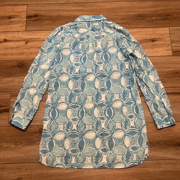 Lilly Pulitzer Captiva Tunic Top SZ Small Blue What A Racquet Button Up Blouse - Picture 10 of 11
